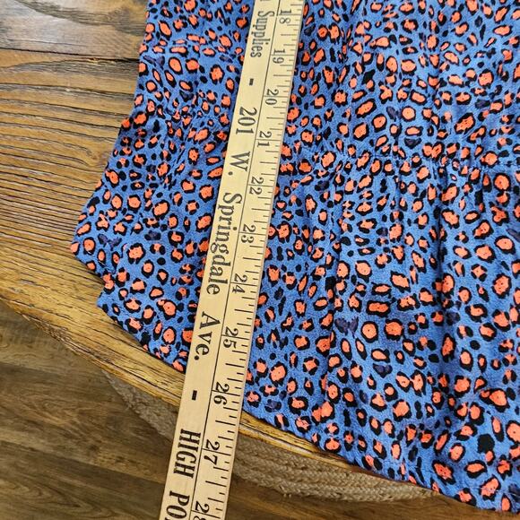 Emmer and Oat Top Womens L Wild Thing Leopard Print Ruffle Blouse Shirt EUC - Picture 7 of 9